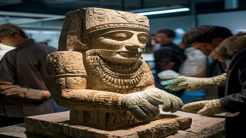INAH confirma hallazgo de escultura prehispánica del dios del maíz en San Damián Texoloc